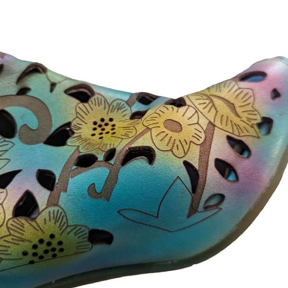 Socofy beautiful tie‎ dye floral print cutout shoes size 38 - Picture 7 of 8